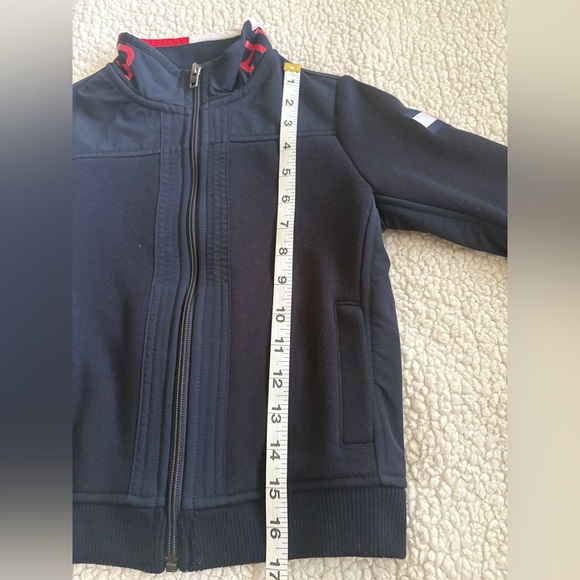 Tommy Hilfiger Kids' Navy Pea Coat with Red Accents - Picture 10 of 11